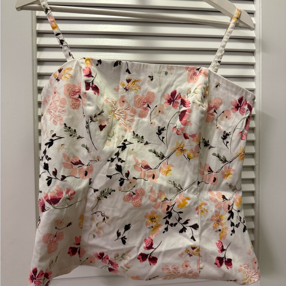 Floral Spaghetti Corset Top (White House black market)
